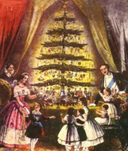 En målning av drottning Victorias juldekoration på 1840-talet