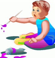 Ett litet barn som målar med pensel
